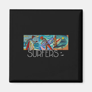 Aimant Surfeurs Moderne du milieu du siècle Cubisme Impre