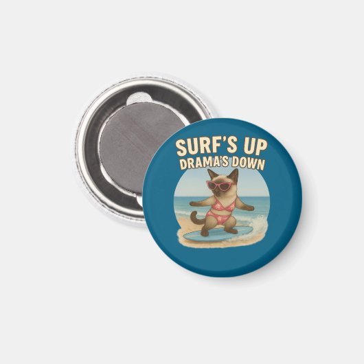 Aimant Surfing themed for Siamese Cat (Recto/Verso)