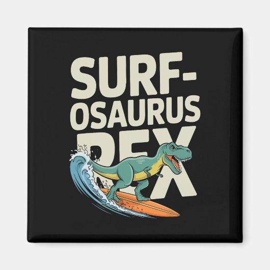 Aimant Surfosaurus Rex Dinosaure de surf drôle (Devant)
