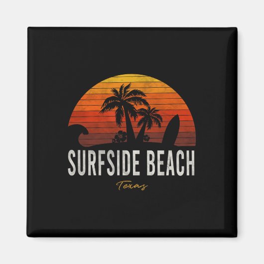 Aimant Surfside Beach Tx Texas Beach Palms Surf de vacanc (Devant)