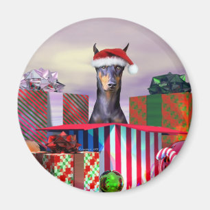 Aimant Surprise de Noël de dobermann
