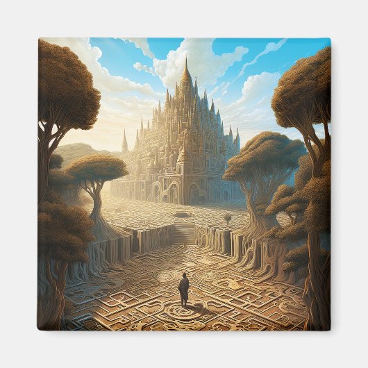 Aimant Surreal Maze Château Paysage Imaginaire Art (Devant)