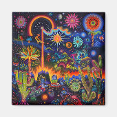 Aimant Surreal Trippy Whimsical Psychedelic Desert Cactus (Devant)