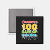 Aimant Survécu 100 Jours D'École Joyeux 100E Jour (Recto/Verso)