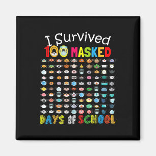 Aimant Survécu 100 Jours Masqués De L'École 100 Masques A