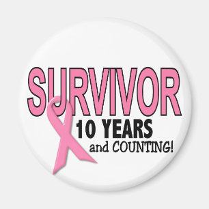 Aimant SURVIVANT de CANCER DU SEIN 10 ans et comptes