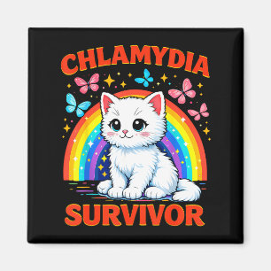 Aimant Survivant de Chlamydia Sarcastique Chat Blanc