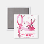 Aimant Survivant Dragonfly Pink Ribbon Cancer du sein (Recto/Verso)
