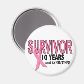 Aimant SURVIVANT DU CANCER DU SEIN 10 ans et dénombrement (Recto/Verso)