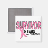 Aimant SURVIVANT DU CANCER DU SEIN 5 ans & comptage (Recto/Verso)