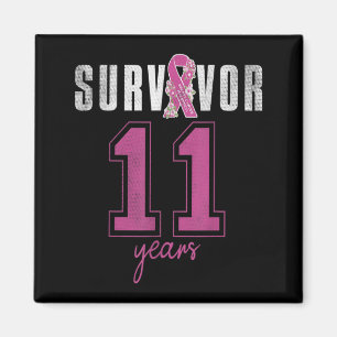 Aimant Survivante 11 ans Ruban d'octobre Cancer du sein