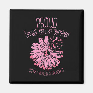 Aimant Survivor Daisy Pink Breast Cancer Sensibilisation