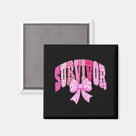 Aimant Survivor Nk Ribbon Coquette Bow Breast Cancer Awar (Recto/Verso)