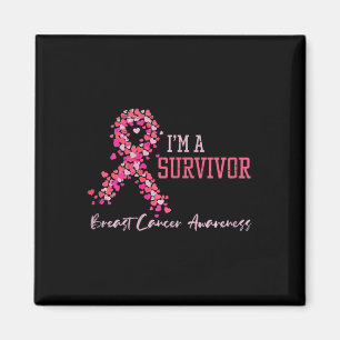 Aimant Survivor Pink Ribbons Coeurs Cancer du sein Sensib