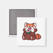 Aimant Sushi Panda Rouge Mangeant (Recto/Verso)