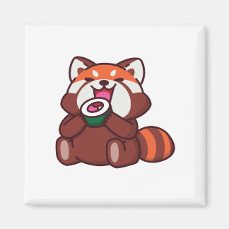 Aimant Sushi Panda Rouge Mangeant