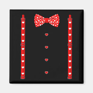 Aimant Suspenders à noeud papillon coeurs rouges Costume