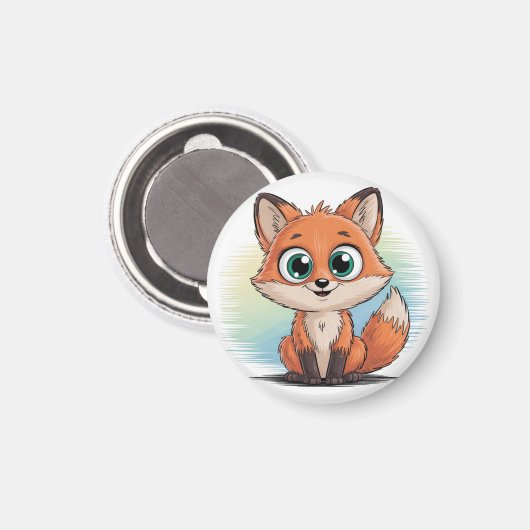 Aimant Süßer Fuchs Cartoon | Niedliche Tier Illustration (Recto/Verso)
