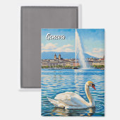 Aimant Swan in Geneva Switzerland Travel (Recto/Verso)