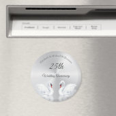 Aimant Swans Silver coutume 25e anniversaire Mariage (In Situ (Lave-vaisselle))