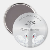 Aimant Swans Silver coutume 25e anniversaire Mariage (Recto/Verso)