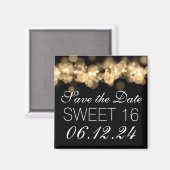 Aimant Sweet 16 Anniversaire Gold Bokeh Lumières (Recto/Verso)