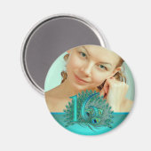 Aimant Sweet 16 élégant modèle en plumes de paon (Recto/Verso)