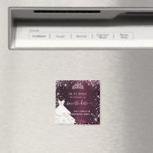 Aimant Sweet 16 robe rose bordeaux enregistrer la date (In Situ (Lave-vaisselle))