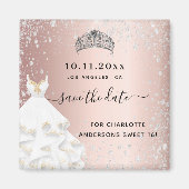 Aimant Sweet 16 rose gold glitter save the date (Devant)
