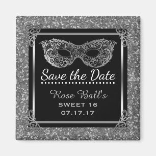 Aimant Sweet 16 Save the Date 16th Birthday Glam Silver