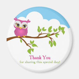 Aimant Sweet Baby Owl Girl Merci magnétique