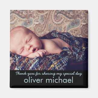 Aimant Sweet Baby Photo Blue Keepsaké Merci magnétique