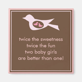 Aimant Sweet Bird Maman avec Twin Baby Girls