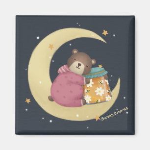 Aimant Sweet Dreams : Illustration de l'ours et du miel