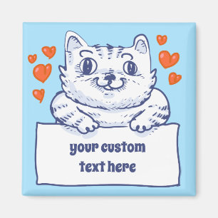 Aimant sweet kitty holds blank banner cartoon