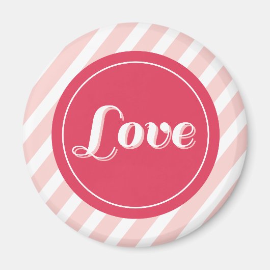 Aimant Sweet Love Pink Candy Stripes Chic Saint Valentin (Devant)