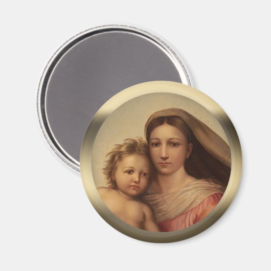 Aimant Sweet Marie et Jésus enfant Sistine madonna Prang (Recto/Verso)
