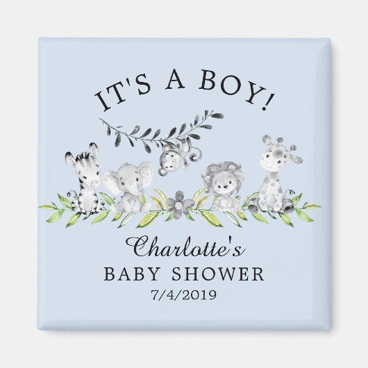 Aimant Sweet Safari Animaux Baby shower Favoriser l'aiman (Devant)