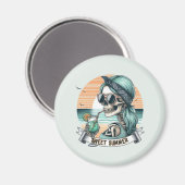 Aimant Sweet Summer Skeleton Retro Sunset Design (Recto/Verso)
