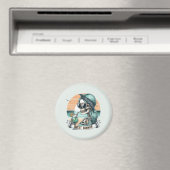 Aimant Sweet Summer Skeleton Retro Sunset Design (In Situ (Lave-vaisselle))