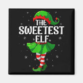 Aimant Sweetest Elf Christmas Girls Women Elf Squad Xmas (Devant)