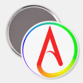 Aimant Symbole athée arc-en-ciel (Recto/Verso)