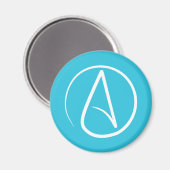 Aimant Symbole athée : blanc sur bleu ciel (Recto/Verso)