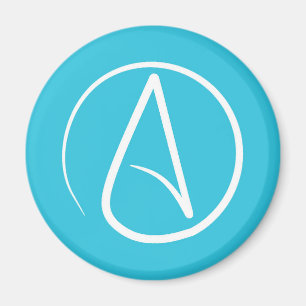 Aimant Symbole athée : blanc sur bleu ciel
