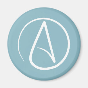 Aimant Symbole athée : blanc sur gris bleu