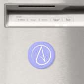 Aimant Symbole athée : blanc sur perwinkle (In Situ (Lave-vaisselle))