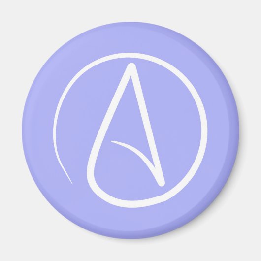 Aimant Symbole athée : blanc sur perwinkle (Devant)