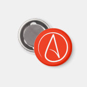 Aimant Symbole athée : blanc sur rouge (Recto/Verso)