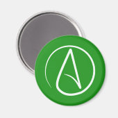 Aimant Symbole athée : blanc sur vert (Recto/Verso)