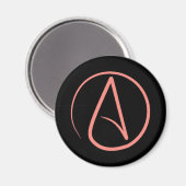 Aimant Symbole athée : corail sur noir (Recto/Verso)